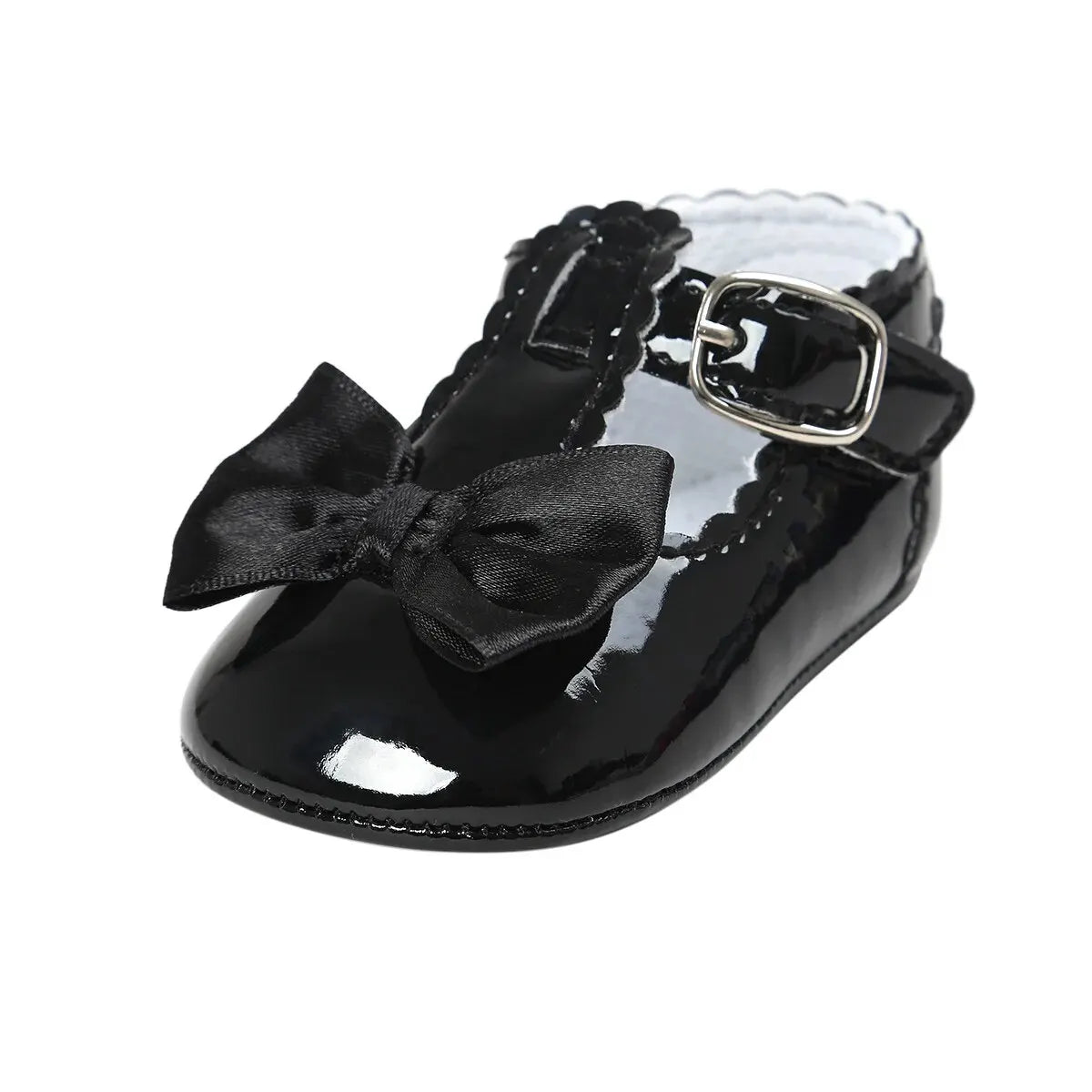 Meckior Baby Girls Shoes Classic Bowknot Rubber Sole Anti-slip PU Girls Dress Shoes