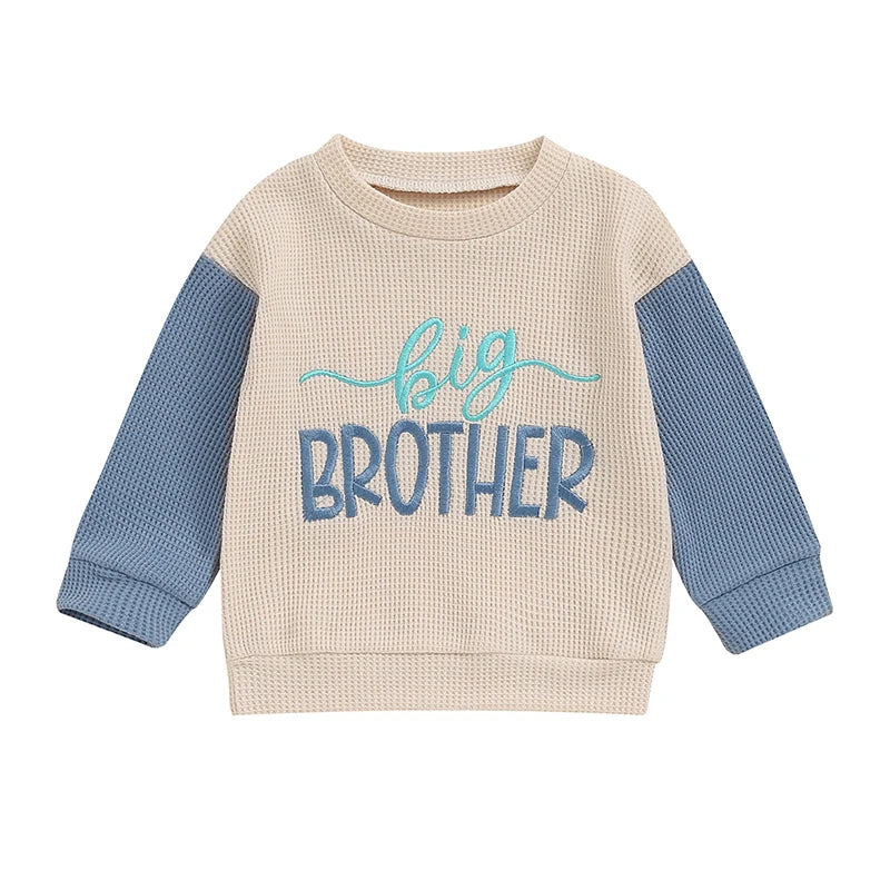 Toddler Kids Big Brother / Sister Pullover Letter Embroidery Round Neck