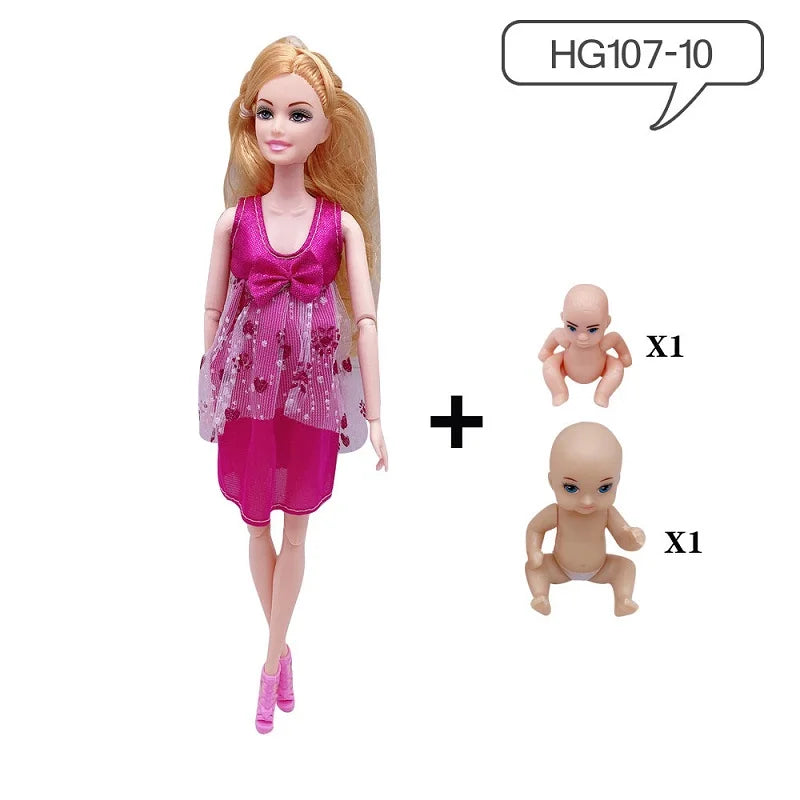 Hot Sale 11.5 Inches Pregnant Doll Mom Have 2Pcs Baby in Her Tummy with 1Pc Clothes Educational Dolls Girl Toy for Girl Gift