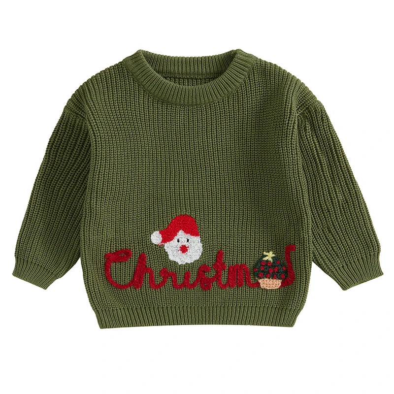 Ramiro Letter Santa Embroidery Knit Sweater - GuGuTon baby store - Baby Fashion - Toddlers Outfits - Babies Outfits - Toddler Clothes - Kids Clothing - Newborn Clothes - Newborn Wear - Kids Wear - Trending Clothes - Trending Outfits - Fall Fashion - Winter Fashion - Girls Clothes - Boys Clothes - Babies Wear - Kids Accessories - KidsWear - Summer Clothes - Summer Fashion - Summer Trend - Falls Sweaters - Tops - Bottom - Jeans - Blouse - Dresses - Newborn Dresses - Toys