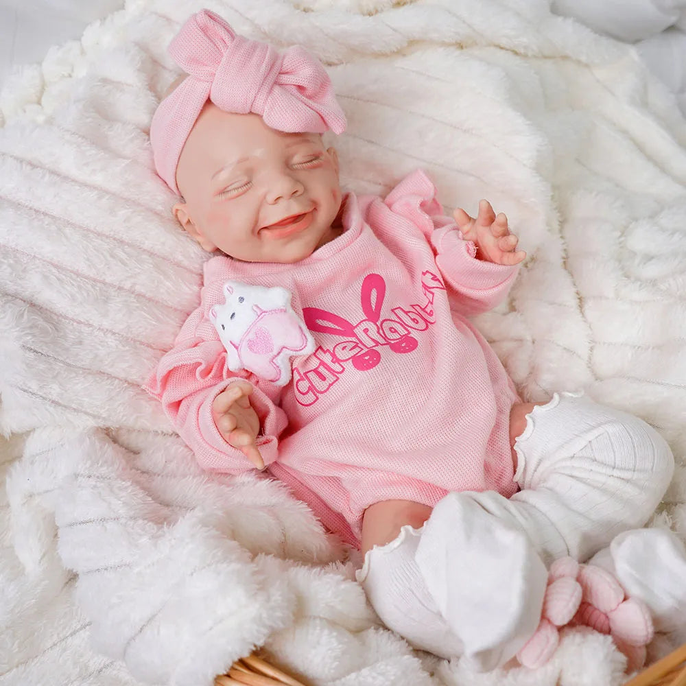 17.72INCH Big Reborn Full Body Silicone Doll Adorable Smile Newborn Baby Girl