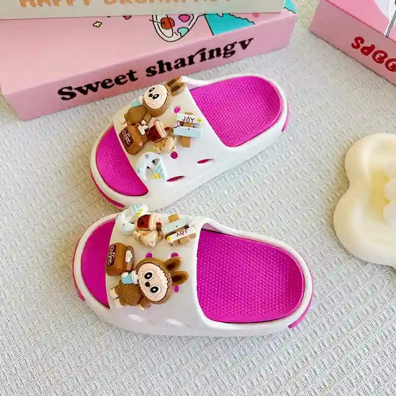Cartoon Coffee-Themed Eva Slippers for Kids
