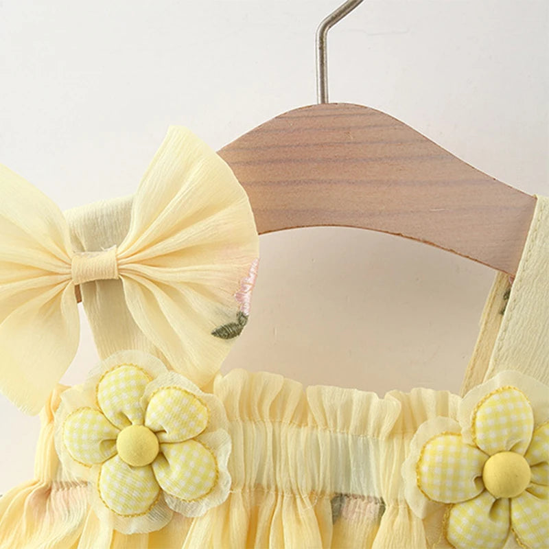 (0-3 Years Old) Baby Girl Dress, Summer Cotton Full Body Embroidered Suspender Princess Dress
