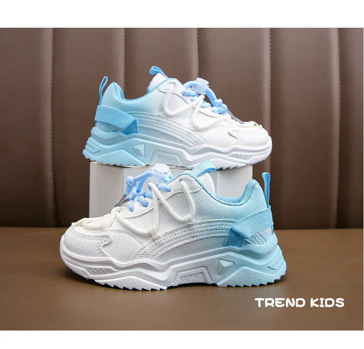 Girls Gradient Design Shoes Children Platform Sneakers Casual 4-12 Years Autumn Kids Chunky Running Sports Tennis Shoes for Girl