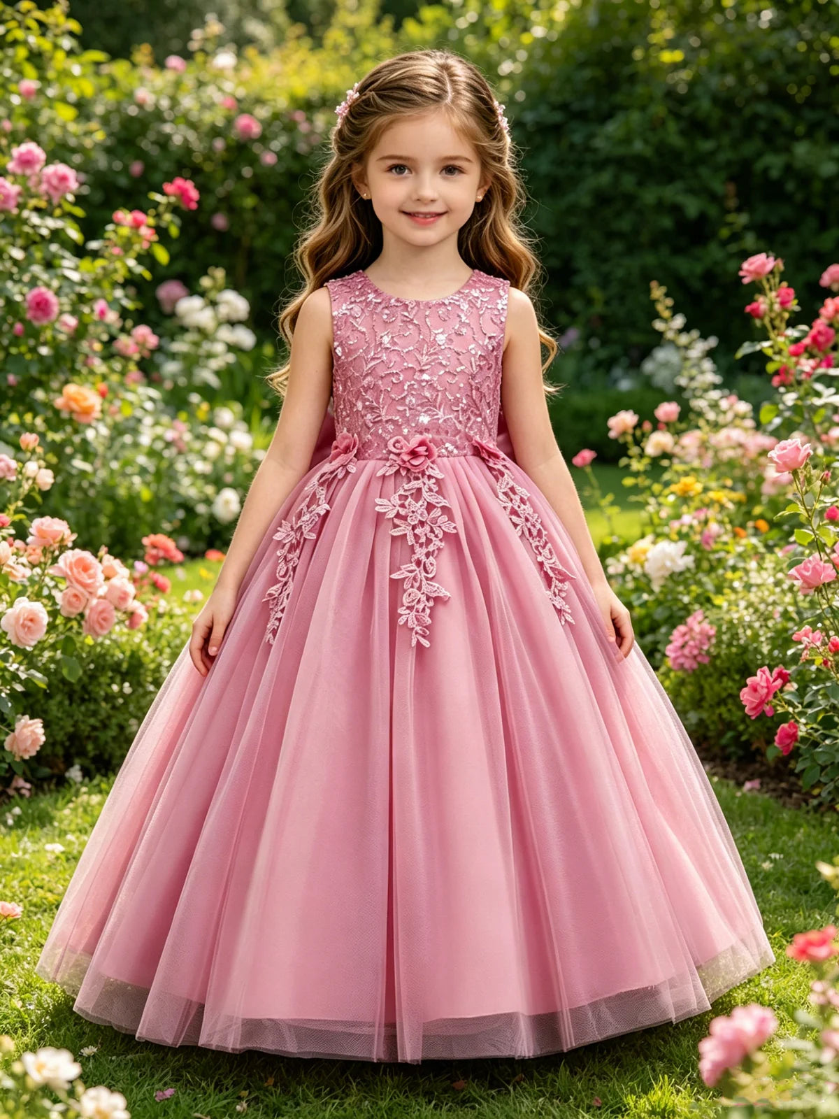 New Flower Girl Dress Dressed Up for Birthday Party Evening Dress