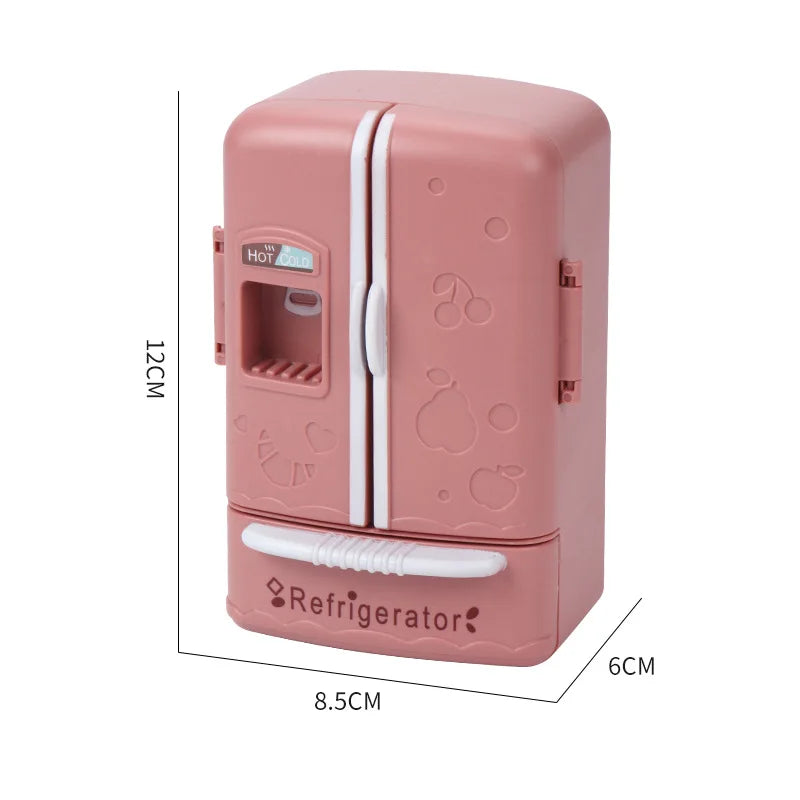 Cute Simulation Microfilm Furniture Double Door Refrigerator 1:12 Dollhouse Kitchen Model Decorations For Girl Birthday Gifts