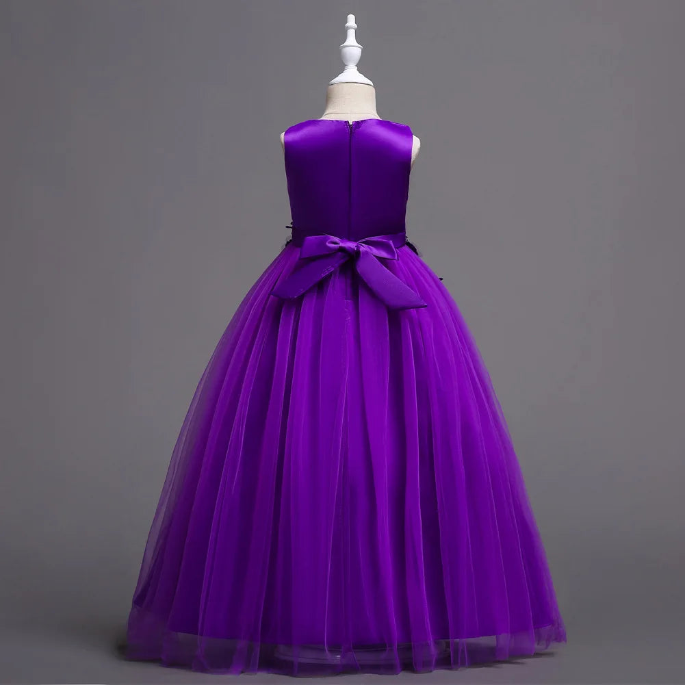 Kids Dresses For Girl Clothes Lace Flower Ball Gown Girls Long Dress For Wedding Prom Party Princess Dresses Teenage Costume