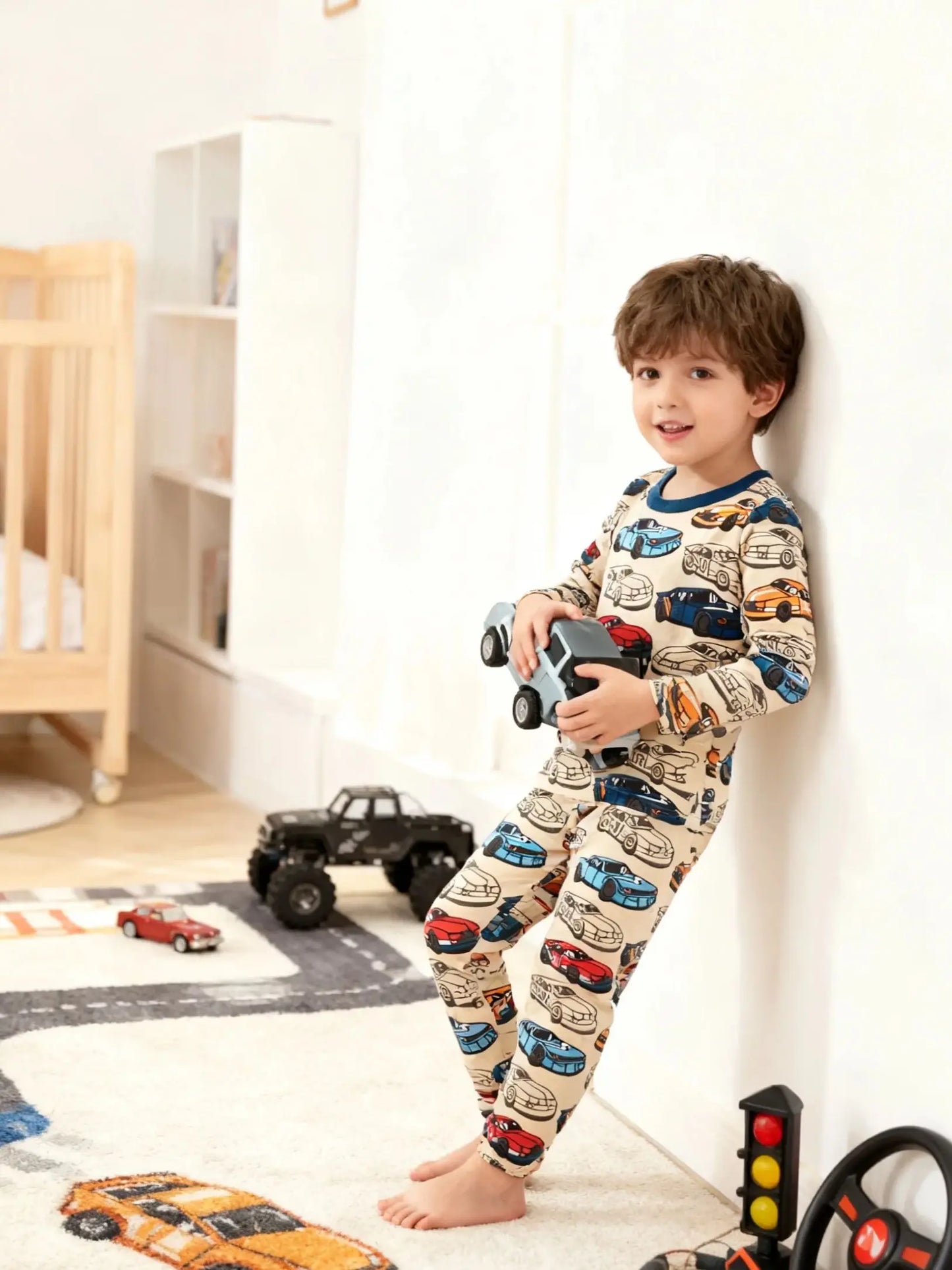 Cartoon Car Pajama Cotton Set for Boys
