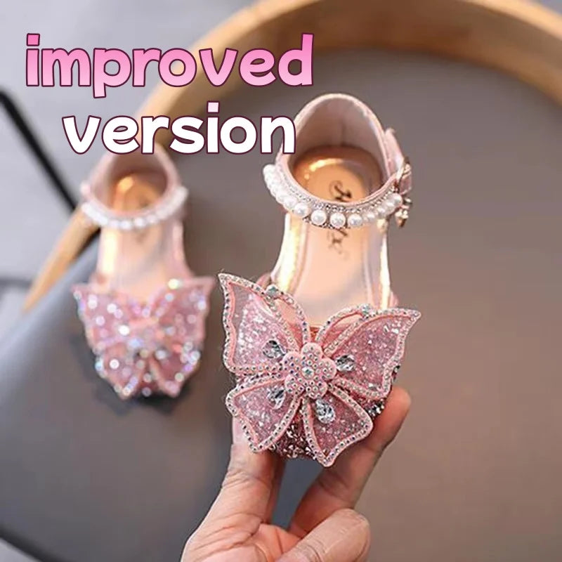Summer Girls Sandals Fashion Sequins Rhinestone Bow Girls Princess Shoes