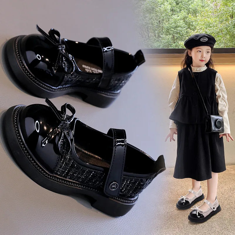 Girls' Spring and Autumn Leather Shoes 2025 Middle aged Children's Baby Soft soled Performance Shoes Children's Princess Shoes