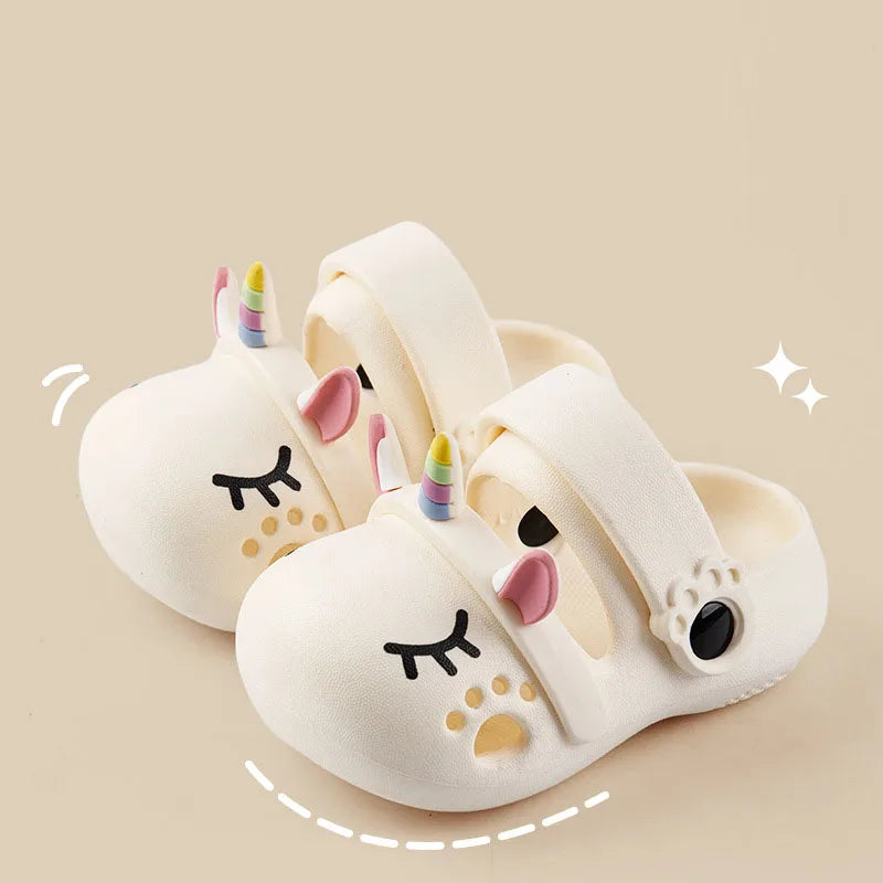 Kids Sandals Girls Mules Cartoon Unicorn Baby Slippers Flat Summer Children's Garden Girl Shoes