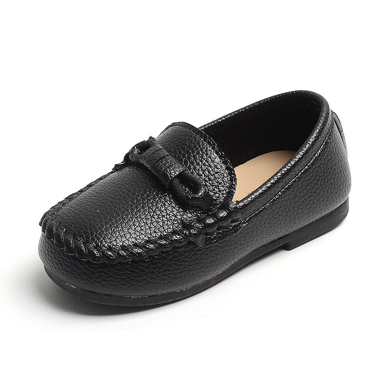Boys Leather Shoes Black White for School Party