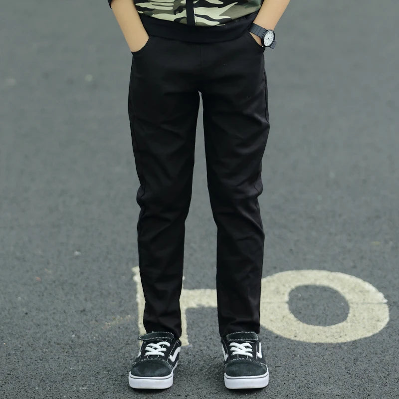 Eric Boys Children Clothes Solid Black Pencil Pants Trousers Kids