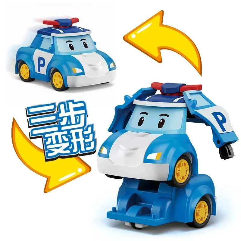 6pcs/set Cartoon Robocars Polis Action Figures Transformation