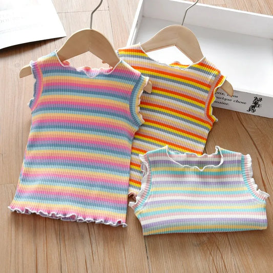 Rosaura Baby Rainbow Striped Casual Tops