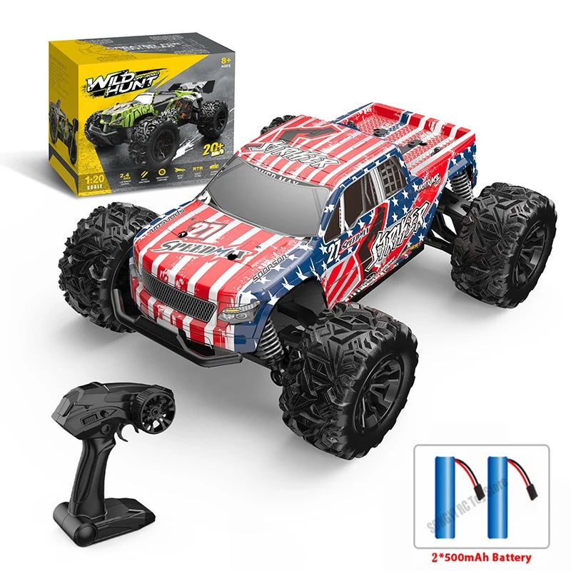1:20 Off Road RC Car 4WD All Terrain RC Monster Truck, 2.4G High Speed with LED Light, Top Birthday Christmas Gift Toy for Boys