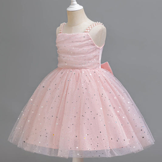 Baby Girl Lace Dresses Sparkling Weddings Pink Dress Elegant Princess