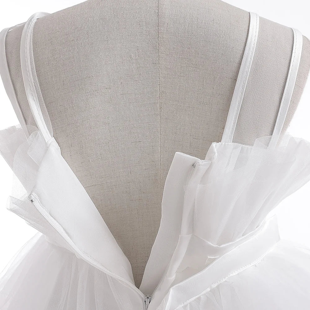 Summer Baptism Bridesmaids Party Baby Girls Dresses Tulle Trailing Wedding Birthday Princess Dress