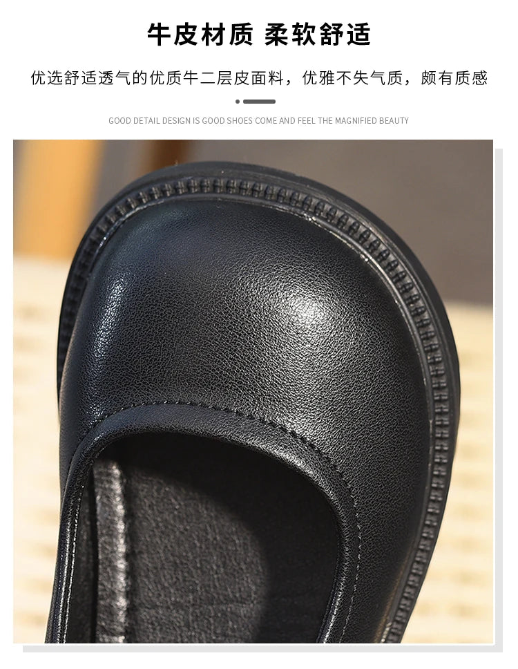 Girls' Shoes, Genuine Leather, Children's Princess Shoes, 2026 Spring and Autumn New Black Performance Shoes, Little Girls' Blac