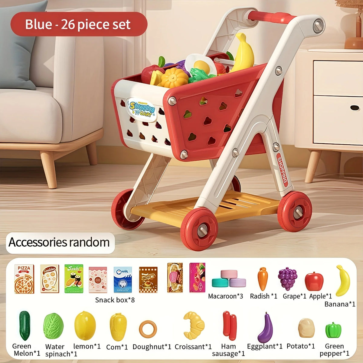 Kids Simulation Shopping Cart Toy Pretend Play Supermarket