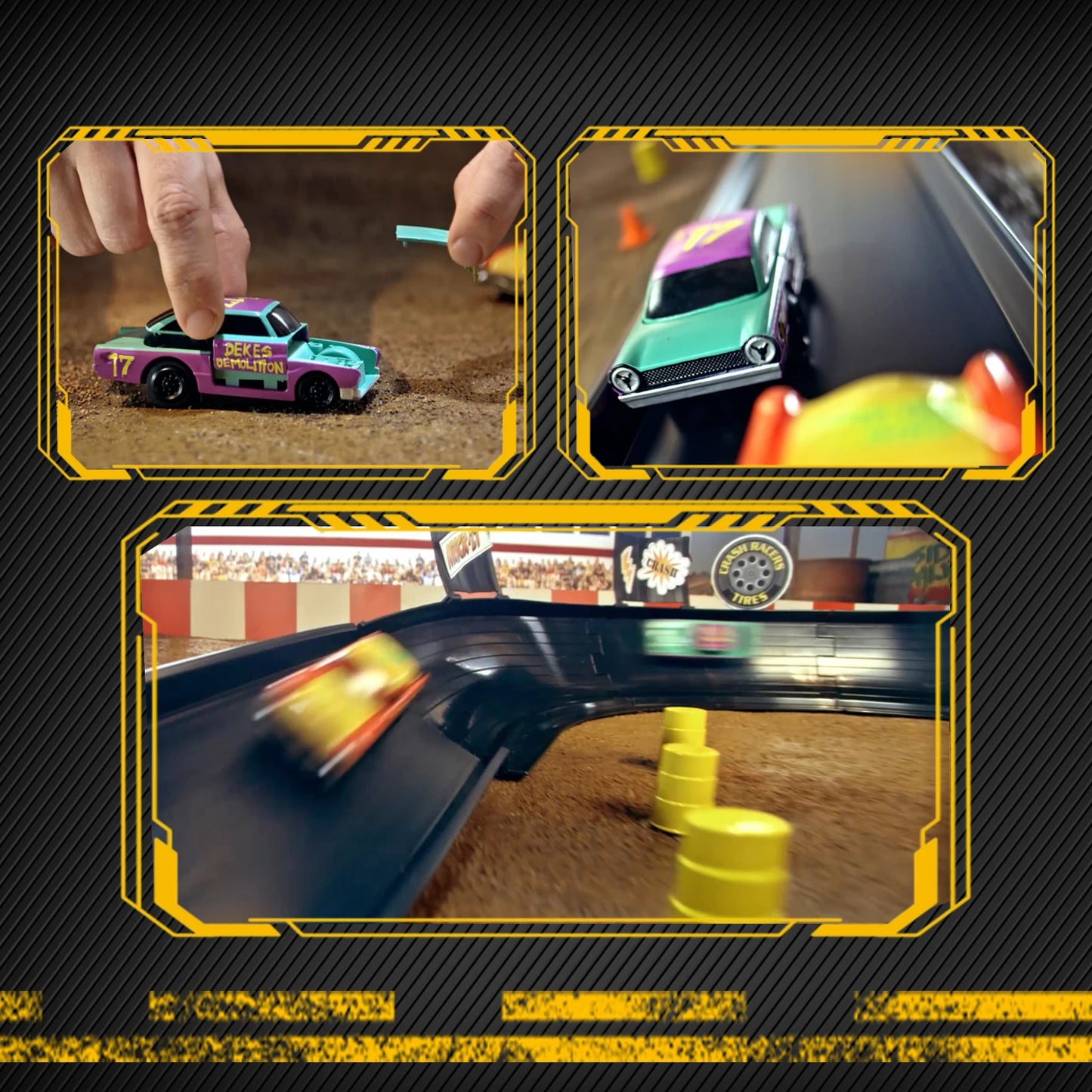 VATOS CRASH RACERS Track Speed Collision Racing Car Set Rechargeable Cars