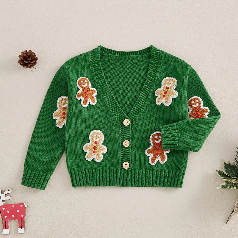 Stiven Gingerbread Man Print Winter Sweater