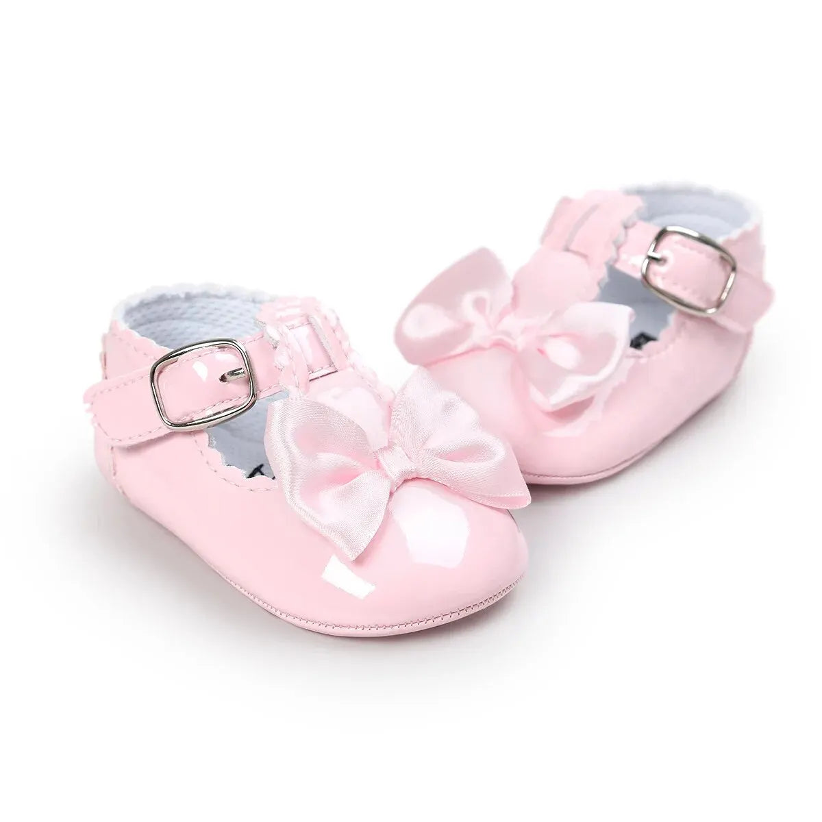 Meckior Baby Girls Shoes Classic Bowknot Rubber Sole Anti-slip PU Girls Dress Shoes