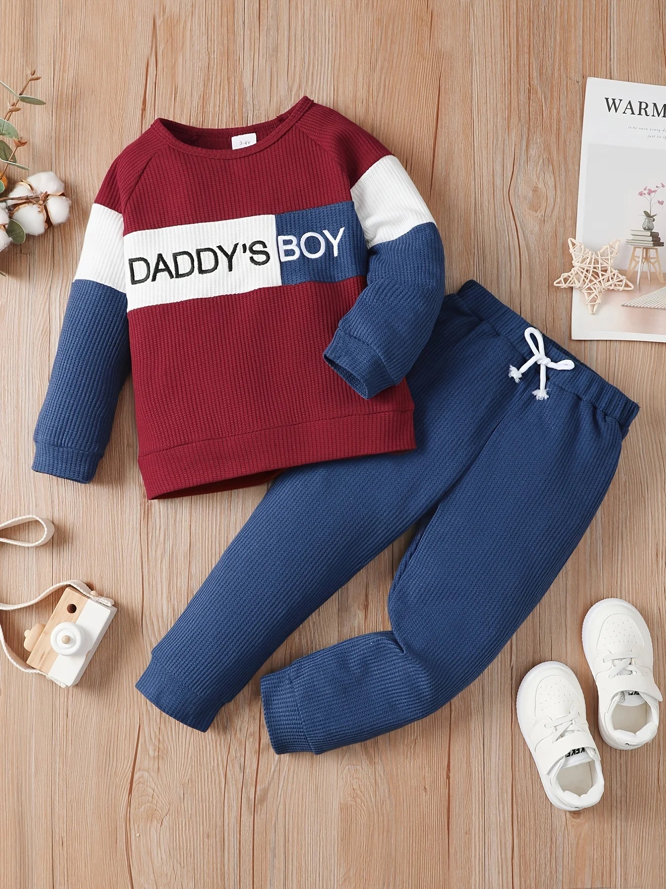Winter Baby Boy Long Sleeve Knitted Waffle Sets