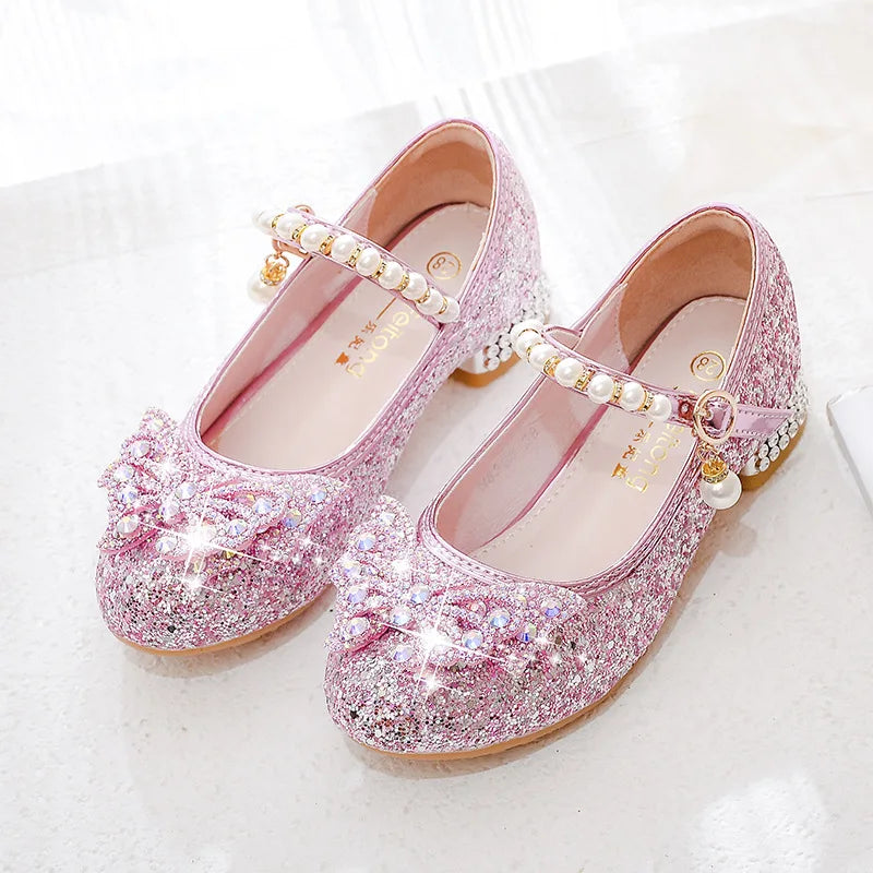 Girls' High Heels Princess Shoes Children's Crystal Showway Performance Shoes