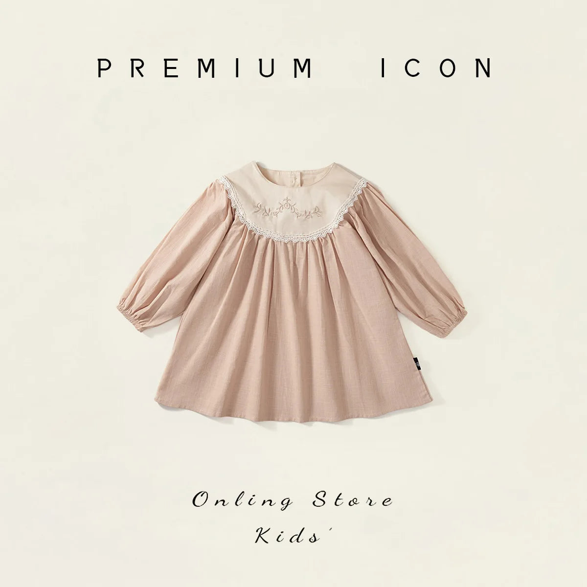 Toddler Girls Retro Dress Spring Autumn Cotton Lace Spliced Children Girls Dresses