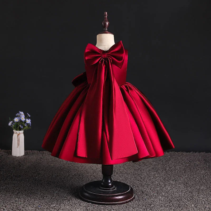 Girls Bow Princess Dresses Kids Baptism Evening Tutu Baby Birthday Party