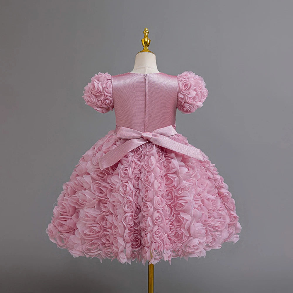 HETISO Flower Girl Dress Tutu Children's Party Dresses Fluffy Kids Performance