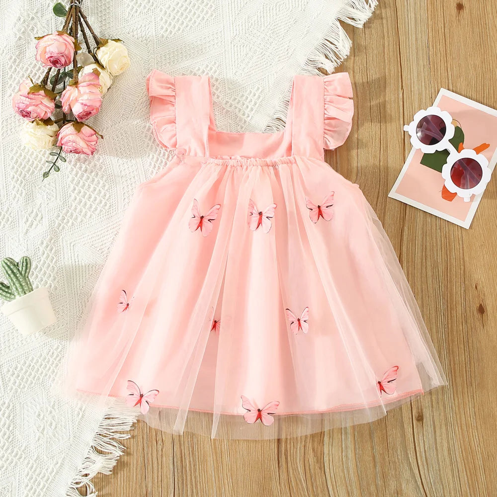 Summer Baby Girl Dress Girls Green Butterfly Mesh Princess Dress