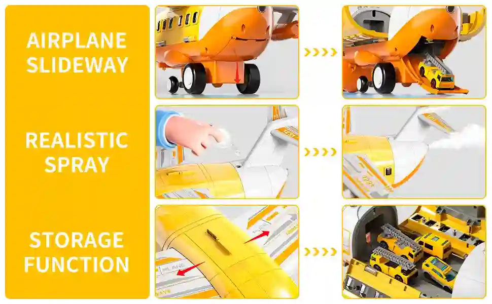 Kids Airplane Toy Set With Fire Trucks For Ages 4-8