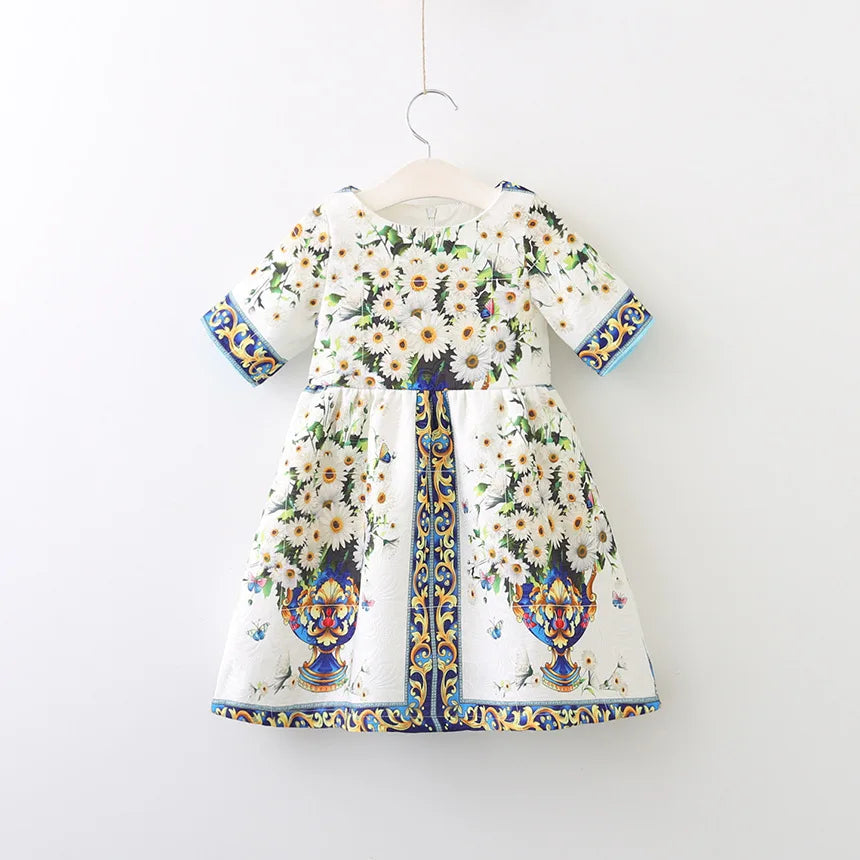 Kids Party Dresses For Girls Printed Evening Princess Girls Dresses