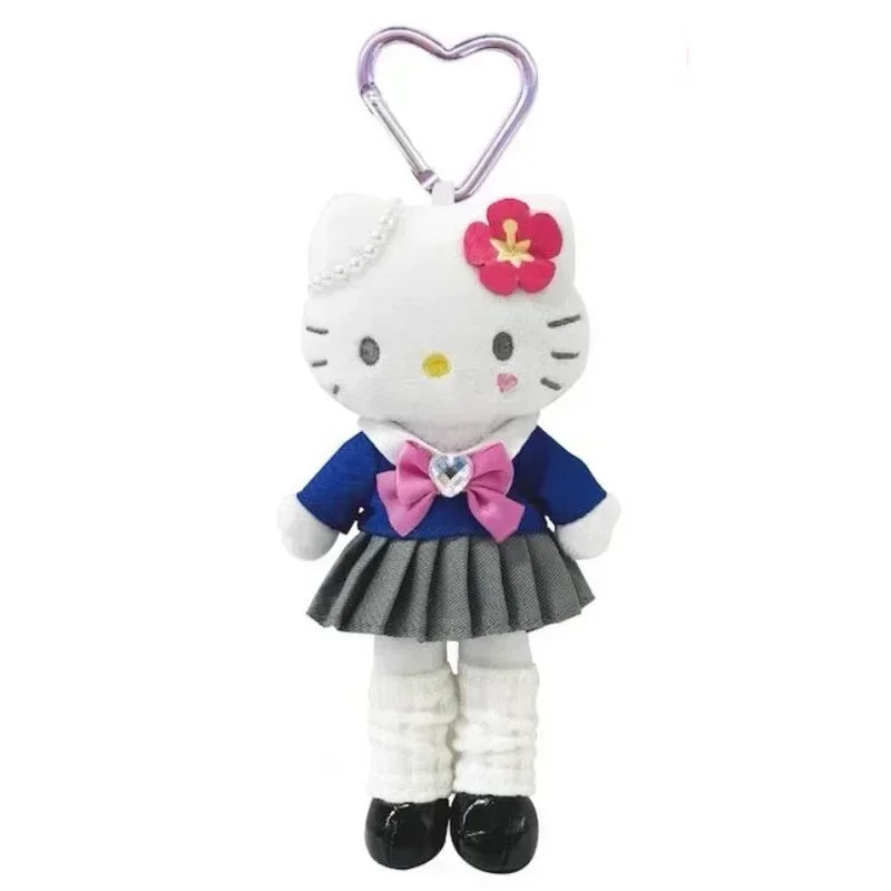 15cm Sanrios Anime Hello Kitty Plush Toy Keychain Long Legged Angel JK Uniform Bag Pendant Stuffed Doll Girl Bag Keychain Gift
