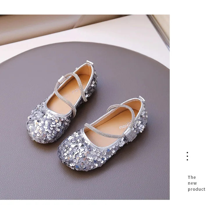 Fashion Girl Shoe 2025autumn New Sequined Princess Shoe Sweet Girl Party Dresses Soft Sole Kid Shoes Women Shoes Designer Shoes