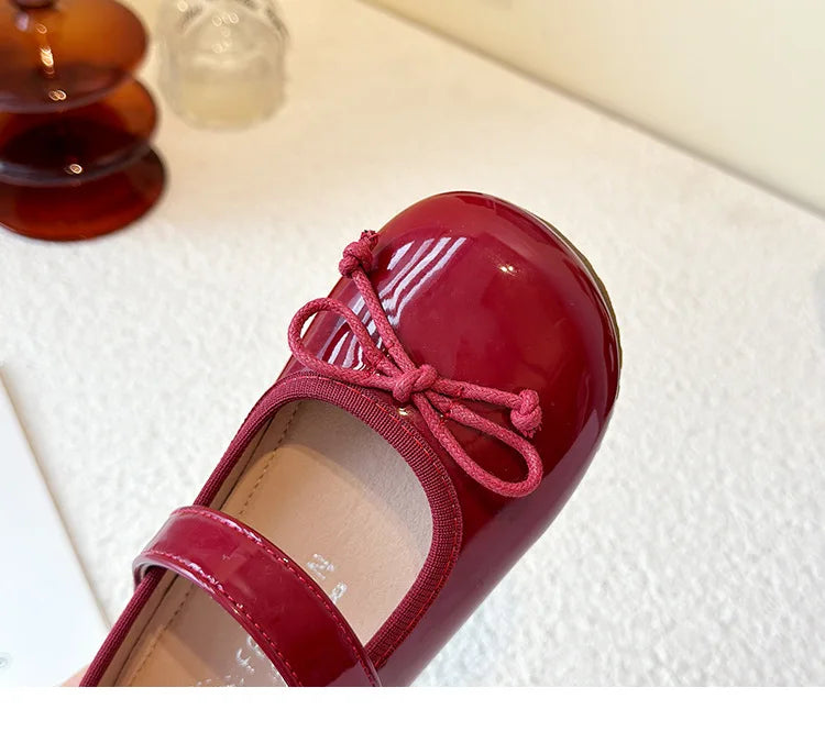 Girls' Princess Shoes Spring  Autumn New Fashion Bow PU Leather Loafer Non-slip School Student Loafer Flats