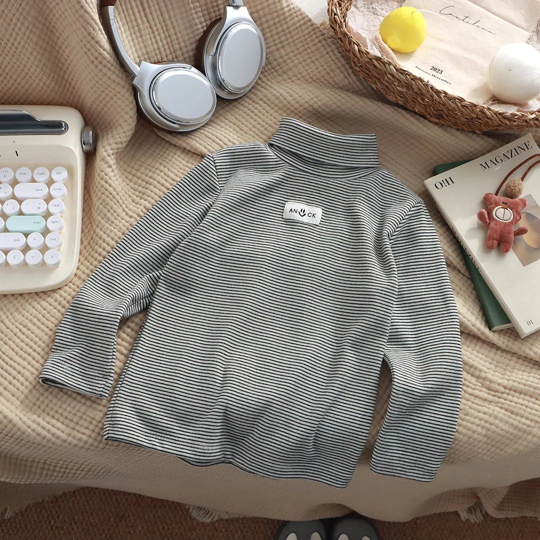 Rocio Striped High Collar Sweatshirt Top