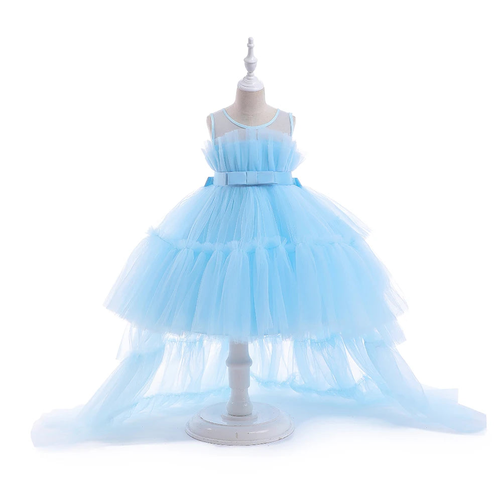 Summer Baptism Bridesmaids Party Baby Girls Dresses Tulle Trailing Wedding Birthday Princess Dress