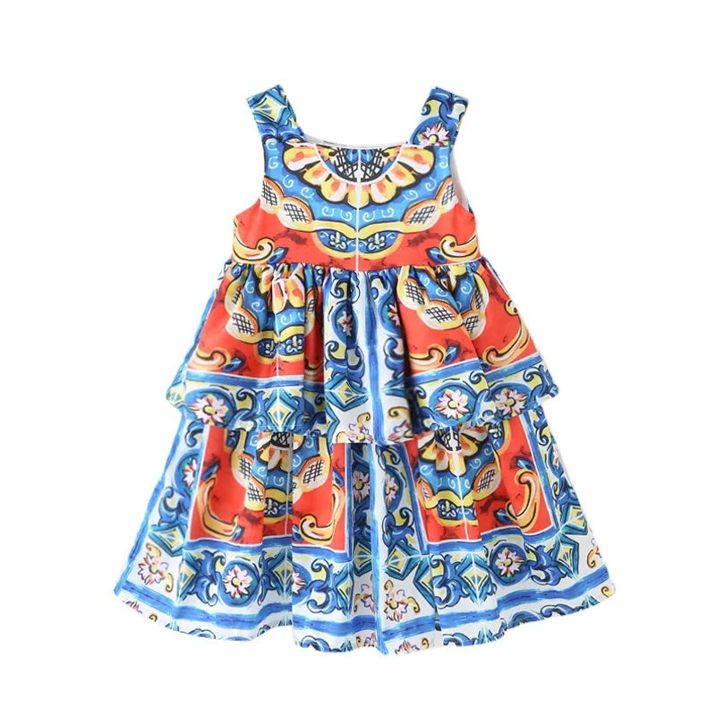 Kids Party Dresses For Girls Printed Evening Princess Girls Dresses