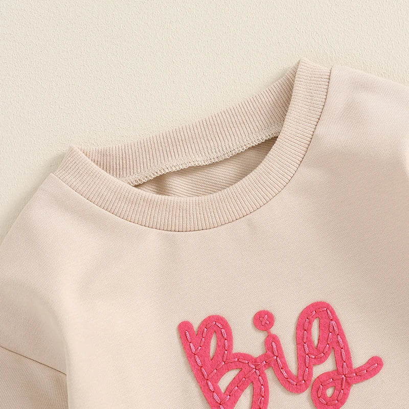 Letty Girls Big Sister Long Sleeve Crewneck Letter Embroidery