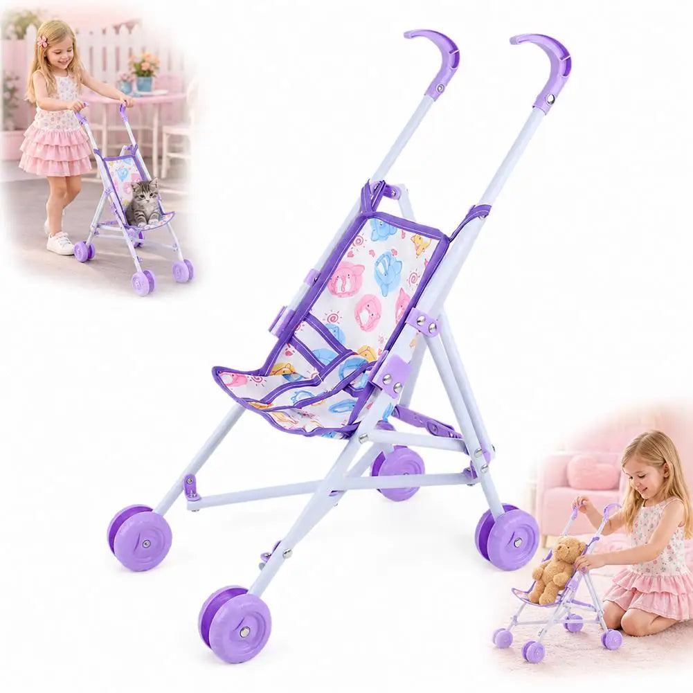 Trendy Interactive Dolls Pram Play Toys Plastic Doll Handcart Stable Baby Stroller for Boys Girls Babies