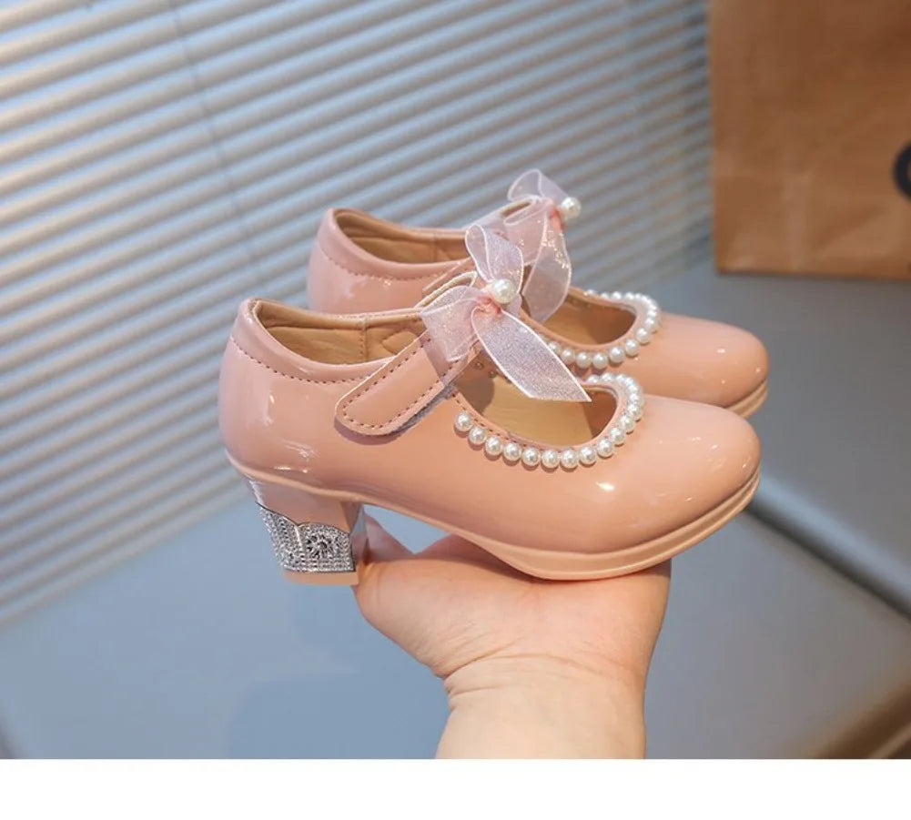 French Girl Heels Spring New Bow Girl Princess Shoes Soft Sole Girl Shoes Performance Shoe Fashion Women Shoes Туфли Для Девочки