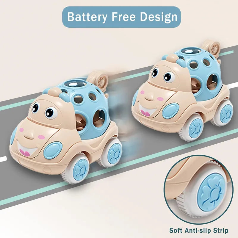 Baby Car Toys for 6 12 Months Friction Car Infant Soft Rubber Inertial Push and Go