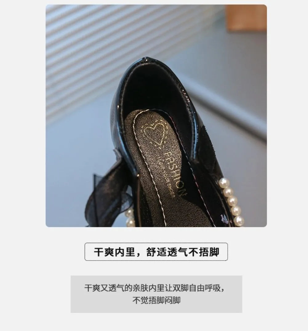 French Girl Heels Spring New Bow Girl Princess Shoes Soft Sole Girl Shoes Performance Shoe Fashion Women Shoes Туфли Для Девочки
