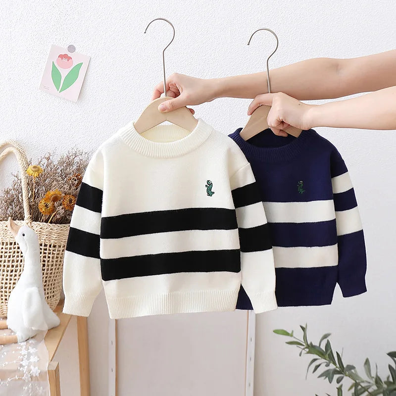 Fonsi Dinosaur Knitwear Stripe Sweater - GuGuTon baby store - Baby Fashion - Toddlers Outfits - Babies Outfits - Toddler Clothes - Kids Clothing - Newborn Clothes - Newborn Wear - Kids Wear - Trending Clothes - Trending Outfits - Fall Fashion - Winter Fashion - Girls Clothes - Boys Clothes - Babies Wear - Kids Accessories - KidsWear - Summer Clothes - Summer Fashion - Summer Trend - Falls Sweaters - Tops - Bottom - Jeans - Blouse - Dresses - Newborn Dresses - Toys