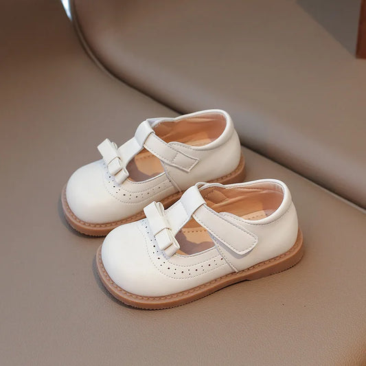 Girl's Bow Princess Shoes Leather Shoes 2026 Spring New Fashion Soft Sole Children's Single Shoes