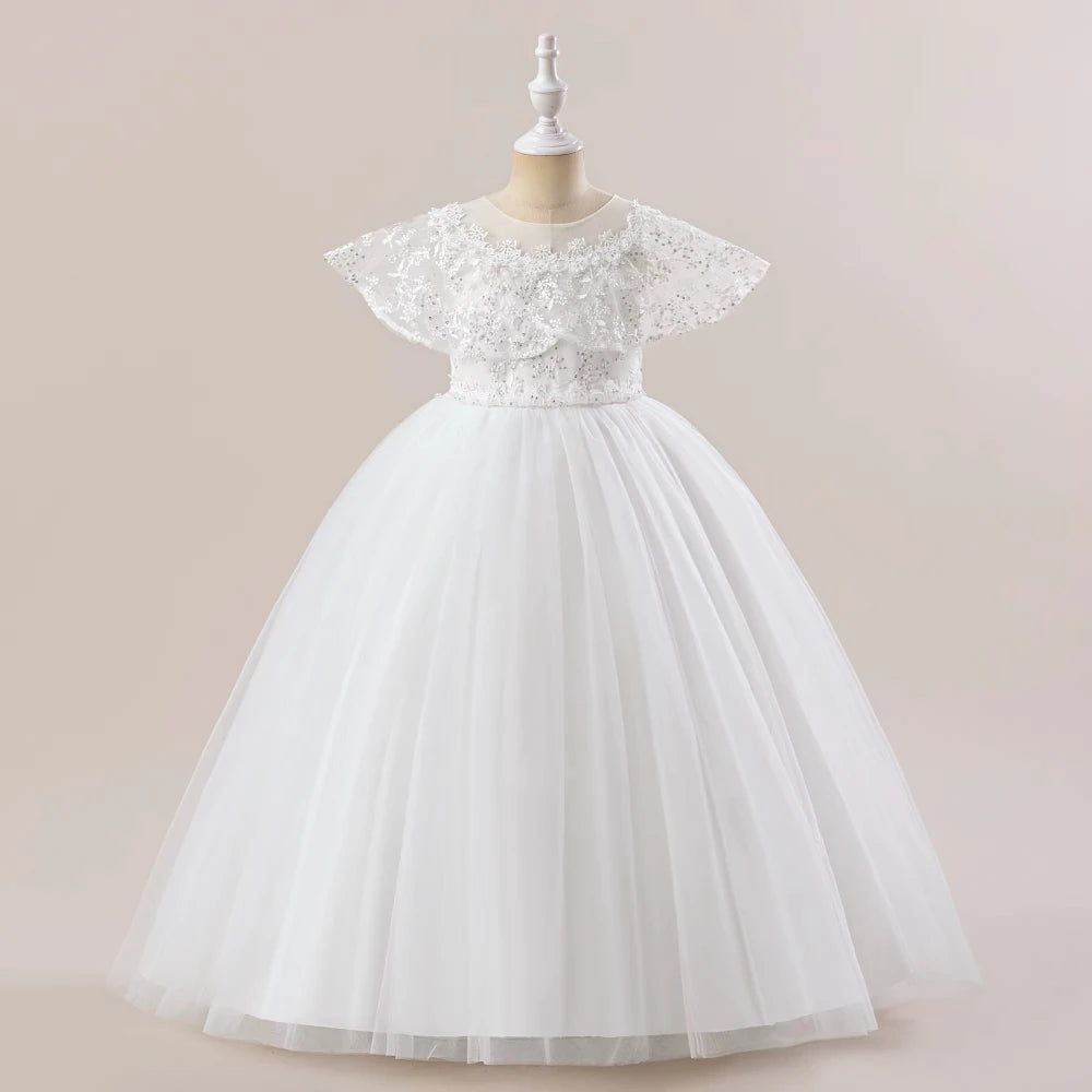 Elegant White Bridesmaid Long Dresses for Girls Wedding Gown Ceremony