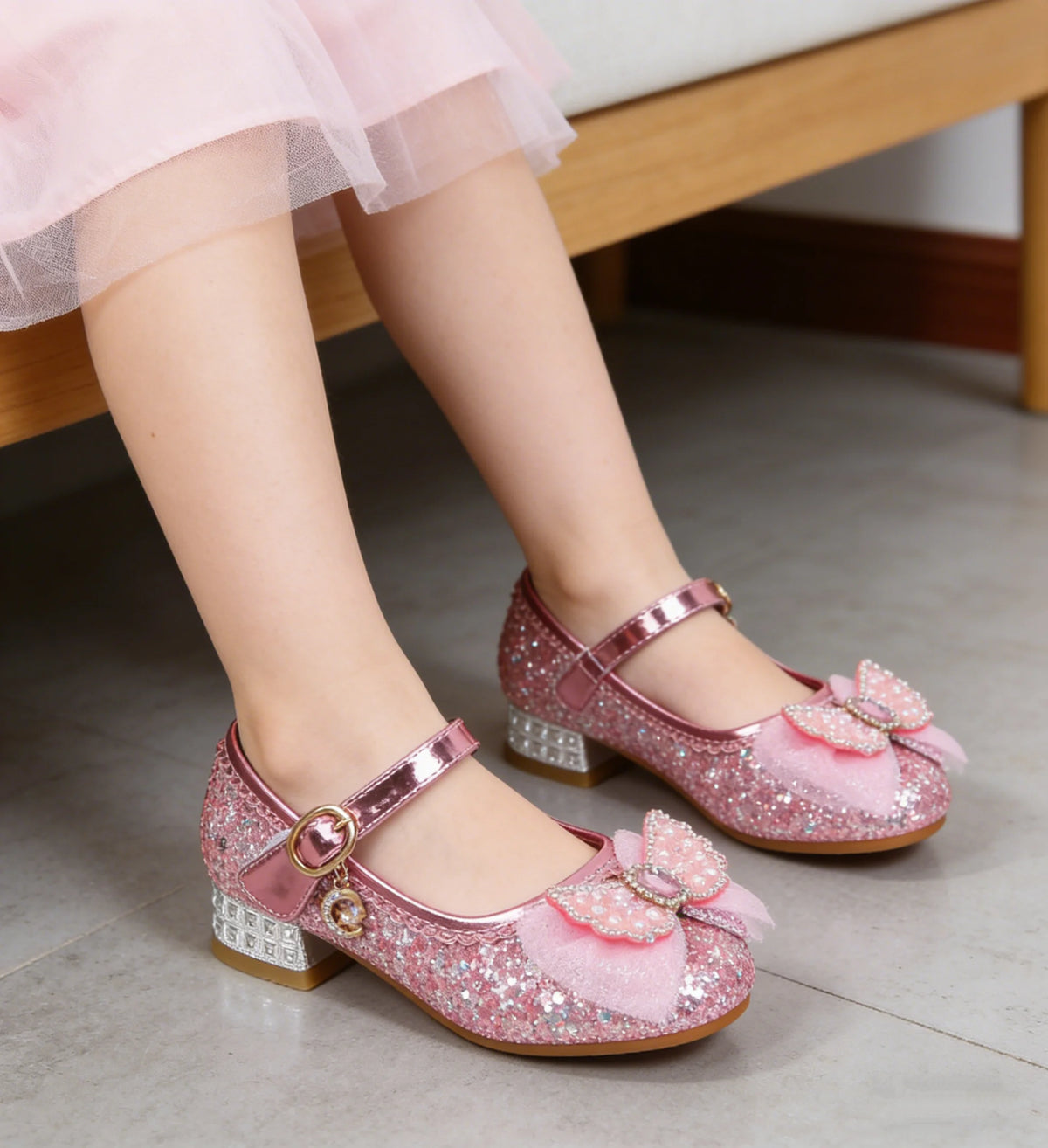 Kids'Casual Shoes Girls' Princess  Sandals Shoes Children's Children's Shoes Fashion Girls Pink Blue High Heel Shoes Size 24-36